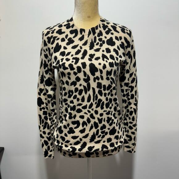 WHISTLES Lightweight Crew neck Animal Print Sweater Pullover Size US-4 UK-8 - Picture 1 of 9